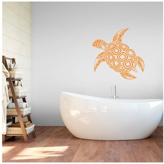 Wall-Art Wandtattoo Badezimmer Schildkröte, selbstklebend, entfernbar orange