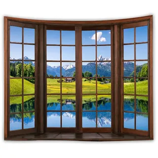WANLIAN Wald-Wandteppich, Landschaft, Berg, für Zuhause, Büro, Wohnheim, Innen- und Außendekoration, Große Größe 140 x 150 cm (L) Zoll (See-Orchidee)