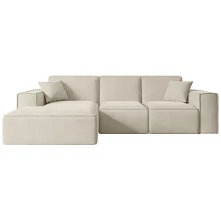 altdecor Ecksofa in L-Form Corner Sofa Bett Eckcouch Couch Wohnlandschaft Cauchsofa SERRA-L - 266x169x80 cm Beige