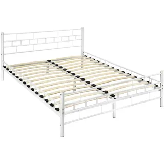 Tectake Metallbett 140 x 200 cm Weiß