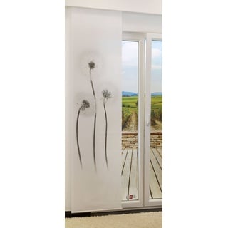 Schiebevorhang  von LYSEL® - Pusteblume halbtransparent mit Motiv in den Maßen 245 cm x 60 cm grau/schwarz-weiß