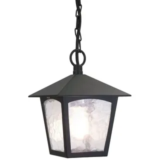 Licht-Erlebnisse Außen-Deckenleuchte FIENNES, ohne Leuchtmittel, Pendelleuchte außen Garten Hof IP43 Schwarz E27 Glas Aluminium schwarz