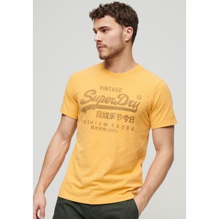 Superdry T-Shirt Basic Shirt CLASSIC VL HERITAGE T SHIRT mit Logodruck (Klassische Passform mit Rundhalsausschnitt) aus pflegeleichter Baumwolle für ein angenehmes Tragegefühl gelb