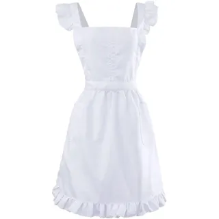 Dinntty Retro-schürze Für Damen Und Mädchen Rüschenumriss Und, Dienstmädchen-Cosplay-kostüm, Verstellbare Viktorianische Latzschürze Für Die Küche Und Das Backen