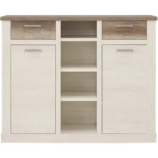Forte Highboard 159,6 x 128,3 x 41,3 cm Weiß / Antikeiche
