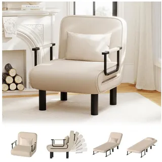LuxusKollektion Schlafsofa Schlafsessel 4in1 Bettfunktion Gästebett Verstellbar Beige 1 Stück beige