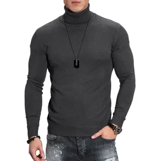 behype Rollkragenpullover TIM im Slim Fit-Schnitt grau L