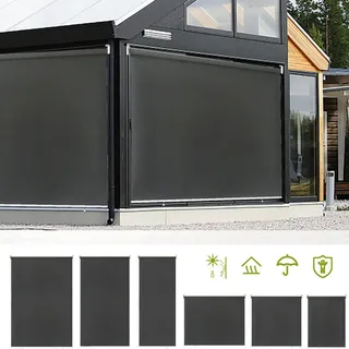SWANEW Außenrollo Senkrechtmarkise Balkonrollo Sichtschutz Sonnenschutz Rollo 140 x 240cm Outdoorrollo für Fenster & Türen, Anthrazit - Grau