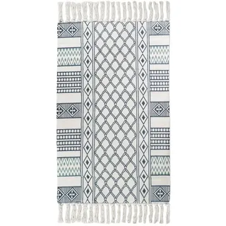 REALLaxx Läufer Zarah, 60x100cm, kleiner Teppich, Vorleger, Boho-Stil, geometrisch beige|grün