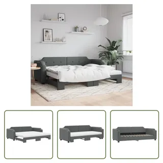 The Living Store Tagesbett Ausziehbar mit Matratzen Dunkelgrau 100x200 cm Stoff - Grau