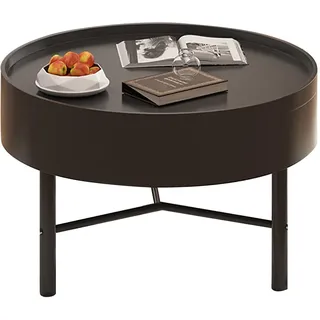 FORRTY couchtisch rund mit verstecktem Stauraum, Living Room Table, Der Desktop ist um 360 Grad frei drehbar satztische fürs Wohnzimmer Geeignet für Wohnzimmer, Schlafzimmer usw(Schwarz)
