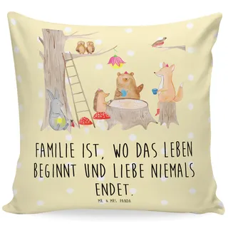 Mr. & Mrs. Panda Zierkissen Waldtiere Picknick - Geschenk, Tiermotive, Sofakissen, Maus, Igel, Eichhörnchen, Kissenhülle 40x40, sitzkissen, Gute
