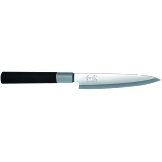KAI Wasabi Black Yanagiba 15,5 cm Klingenlänge - rostfreier 6A/1K6 Edelstahl poliert 58 (±1) HRC - schwarzer Polyphropylen Griff - Suhsi Messer Sashimi Messer - Made in Japan