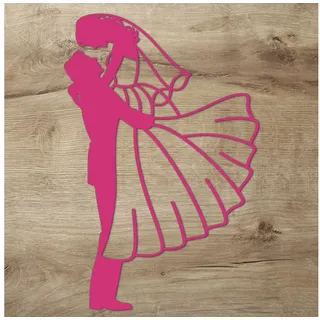 Namofactur 3D-Wandtattoo Hochzeit Deko Brautpaar Wandbild aus Holz, Hochzeitsdekoration 'Hochzeitspaar' Wanddeko rosa