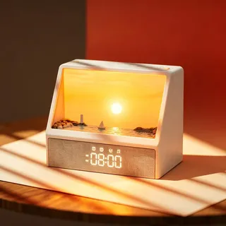 Tageslichtwecker Lichtwecker Sonnenaufgang Sonnenuntergangssimulation, Nachttischlampe mit Bluetooth,Sonnenaufgang Wecker mit 12 Natürlichen Sounds,Sonnenuntergang Lampe für, Erwachsene, Kinder,Weiß