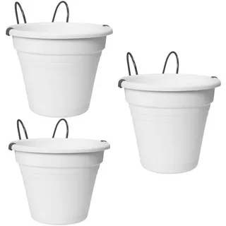 astor24 Blumentopf 3 x Hängetopf Kunststoff (Blumentopf Garten Balkon Blumen Topf Kräutertopf Geländertopf, 3 Hängetöpfe), wählbar weiß