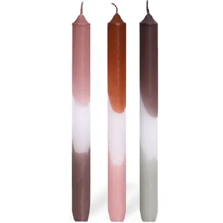 COMFORDER Dip Dye Kerzen, Stabkerzen Bunt (3 Stk.) handgemachte Tafelkerzen mit Farbverlauf, 9 Std. lange Brenndauer, Paraffin, 24 x 2,2 cm (Roza)