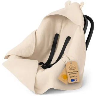 Einschlagdecke Musselin – Atmungsaktive Babydecke für Kinderwagen und Autositz, Totsy Baby beige|braun