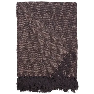 Wohndecke Decke Überwurf Blatt 100% Baumwolle 130x180 cm Skandinavisch, AU Maison, 100% recycelte Baumwolle braun|grau