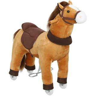 aiyaplay Reitpferd, Spielpferd zum Reiten mit Sattel Rollen, 75 cm Stehpferd Plüschpferd