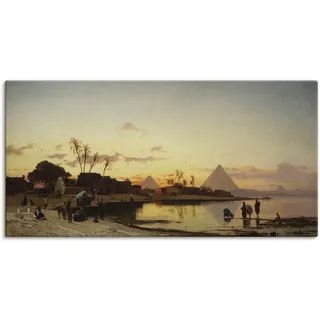 Wandbild ARTLAND "Sonnenuntergang am Nil, Kairo." Bilder Gr. B/H: 100 cm x 50 cm, Leinwandbild Afrika, 1 St., braun Kunstdrucke
