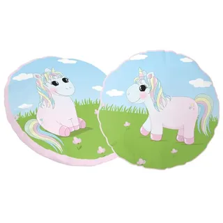 TICAA Kinder Rundkissen-Set "Einhorn Rainbow" in Mehrfarbig | Gr.: onesize