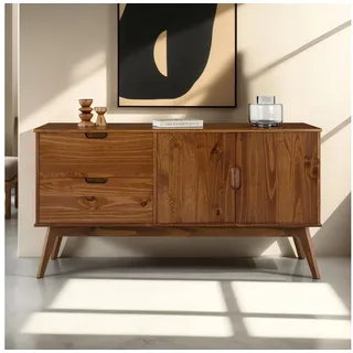 IDIMEX Sideboard TIVOLI, moderne Kommode mit 2 Türen und 2 Schubladen, Skandi kastenienfarben braun