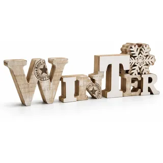 LB H&F Lilienburg Deko-Schriftzug Weihnachtsdeko Schriftzug WINTER zum hinstellen Holz (Natur Winterdeko Holzaufsteller Advent Weihnachten Deko Aufsteller)