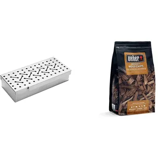 Weber 17627 Räucherchips Whiskey, 700 g, Räuchern, Aroma, Grillen + Räucherbox universal, Räuchern, für Gas- und Holzkohlegrills, Raucharmona