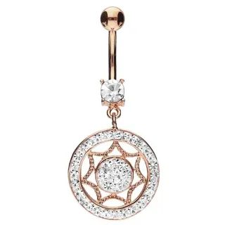 PIERCINGLINE Bauchnabelpiercing Chirurgenstahl Bananabell mit Brass-Design MANDALA (Bananabells, 1-tlg) goldfarben|rosa