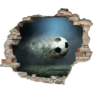 Wandtattoo QUEENCE "Fußball", bunt, B:60cm H:50cm T:0,1cm, Wandtattoos, Wandtattoo, Wandsticker, Wandbild, selbstklebend, 3D, Wanddurchbruch