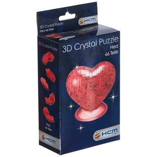 HCM Kinzel 59161 3D Crystal Puzzle Herz Rot 46 Teile, bunt