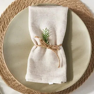 Stoffservietten Beige, 12 Stück Servietten Stoff 40 x 40 cm, Leinen Servietten Hochzeit Geburtstag Weihnachten Tischdeko
