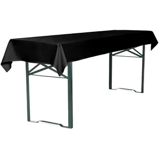 TexDeko Tischdecke für Bierzeltgarnitur 250 x 100 cm Schwarz