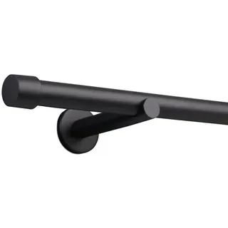 deco-raum Vorhangstange Kappe 1-läufig Ø 25 mm 60 cm Schwarz