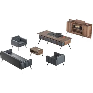 JVmoebel Büromöbel-Set Mehrfarbiges Designer-Arbeitszimmermöbel mit Tisch und Sideboard, (Sideboard), Made in Europa braun|grau|schwarz