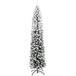 vidaXL Schlanker Künstlicher Weihnachtsbaum Beschneit Christbaum Tannenbaum Dekobaum Kunstbaum Weihnachten Dekoration Weihnachtsdeko Grün 210cm PVC