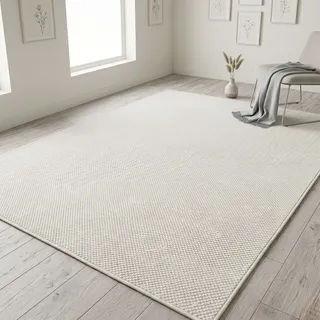 Sehrazat Ada Kurzflorteppich 80 x 150 cm Beige/Weiß