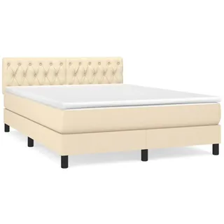vidaXL Boxspringbett mit Matratze Creme 140x200 cm Stoff
