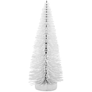 Dekobaum Glitzer 25 cm - weißer  Deko Tannenbaum - kleiner Metall Weihnachtsbaum