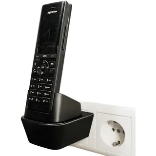 edaltec Halterung passend für Fritz!Fon X6 AVM | Steckdosenhalterung ohne Bohren | DECT Telefon Halterung & Zubehör | Platzsparender Telefonhalter mit Kabelmanagement | Zubehör Fritz!Fon X6 | Schwarz