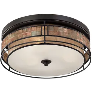 Quoizel Deckenleuchte Laguna 3xE27 Metall, Glas, Mosaikfliesen taupe, Kupfer H:14 B:40,6