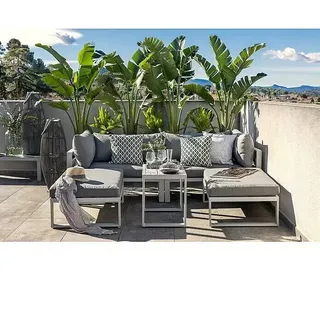 Sunfun Hannah Loungemöbel-Set  (5 -tlg., Aluminium, Grau)