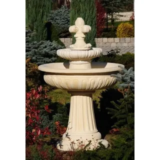 Xlmoebel Gartenbrunnen Eleganter Steinbrunnen mit Fontäne für entspannende Gartenatmosphäre, (Artikel PORTO), Hergestellt in Europa weiß
