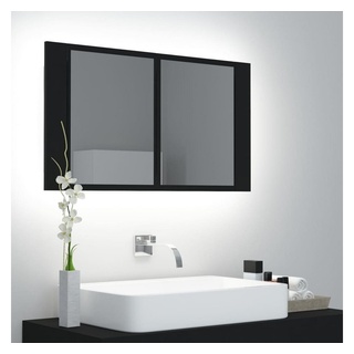 vidaXL Badezimmerspiegelschrank LED-Bad-Spiegelschrank Schwarz 80x12x45 cm Acryl (1-St) schwarz