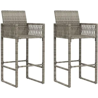 vidaXL Garten-Barhocker 2 St.  Grau Poly Rattan