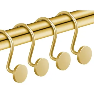 Set Mit 12 Goldenen Duschvorhanghaken, Rostfreie Duschvorhangringe Fürs Badezimmer, Metallhaken Für Die Duschvorhangstange, Rundes Und Robustes Design