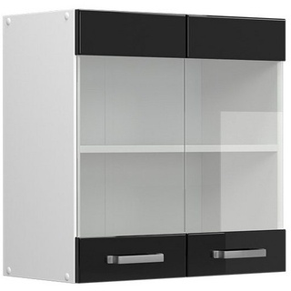Vicco Glashängeschrank Küchenschrank R-Line Weiß Schwarz Hochglanz 60 cm schwarz|weiß