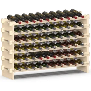 BAKAJI Weinregal aus Holz mit 60 Fächern für Weinflaschen, Champagner, Flaschenhalter für den Boden, Keller Ecke Bar für Wohnzimmer, Küche, Bistro, Restaurant, 0 x 30 x 80,5 cm