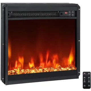 RELAX4LIFE 18" Elektrokamin mit heizung, schwebender Kamin mit LED-Ambientelicht & 3D-Flammeneffekt & Kristall-Glutbett, Deko Wandkamin mit Fernbedienung, 1500 W, 8 Flammenfarben, 9H-Timer, 17°C-32°C